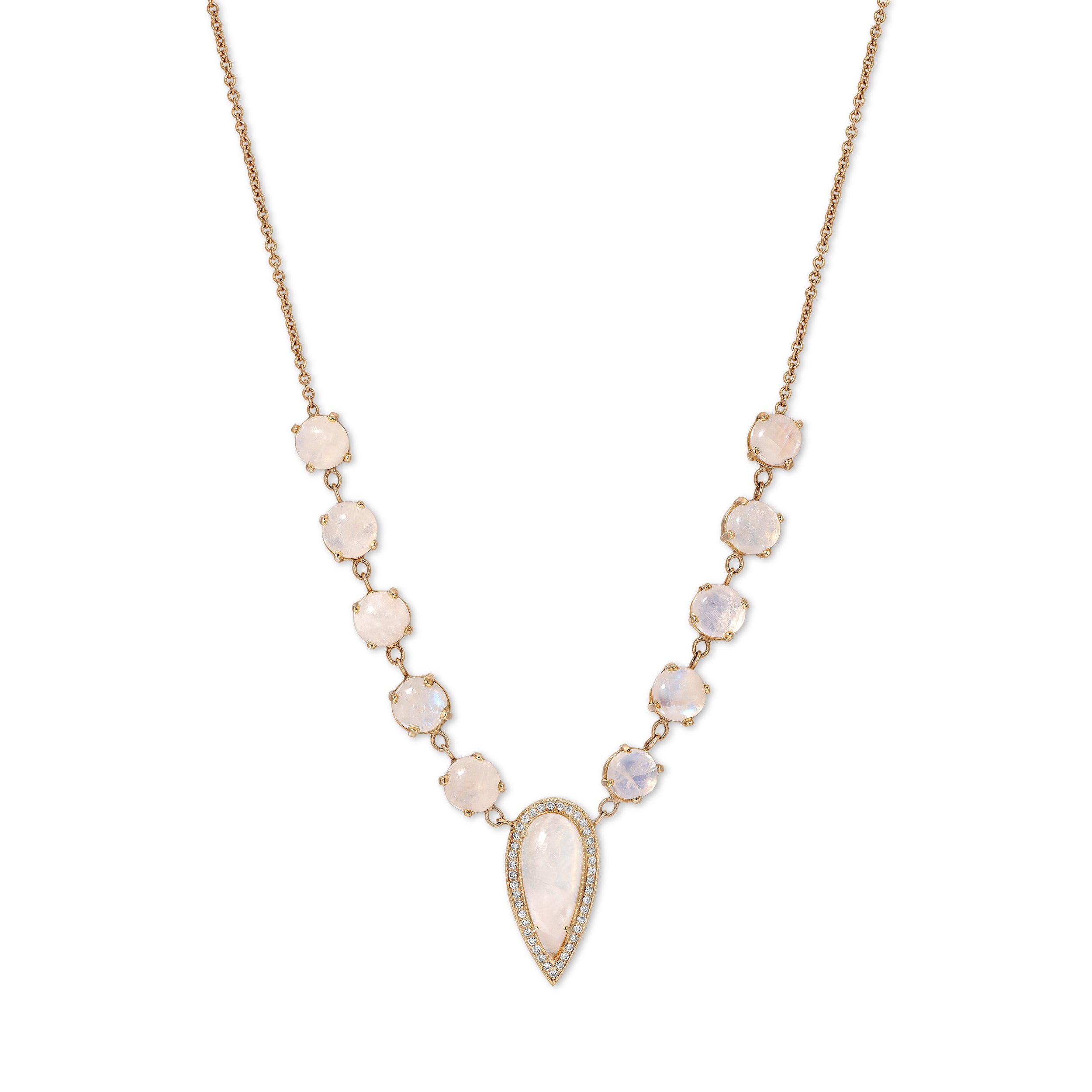 Jacquie Aiche 5x5 Pave Moonstone Teardrop Necklace