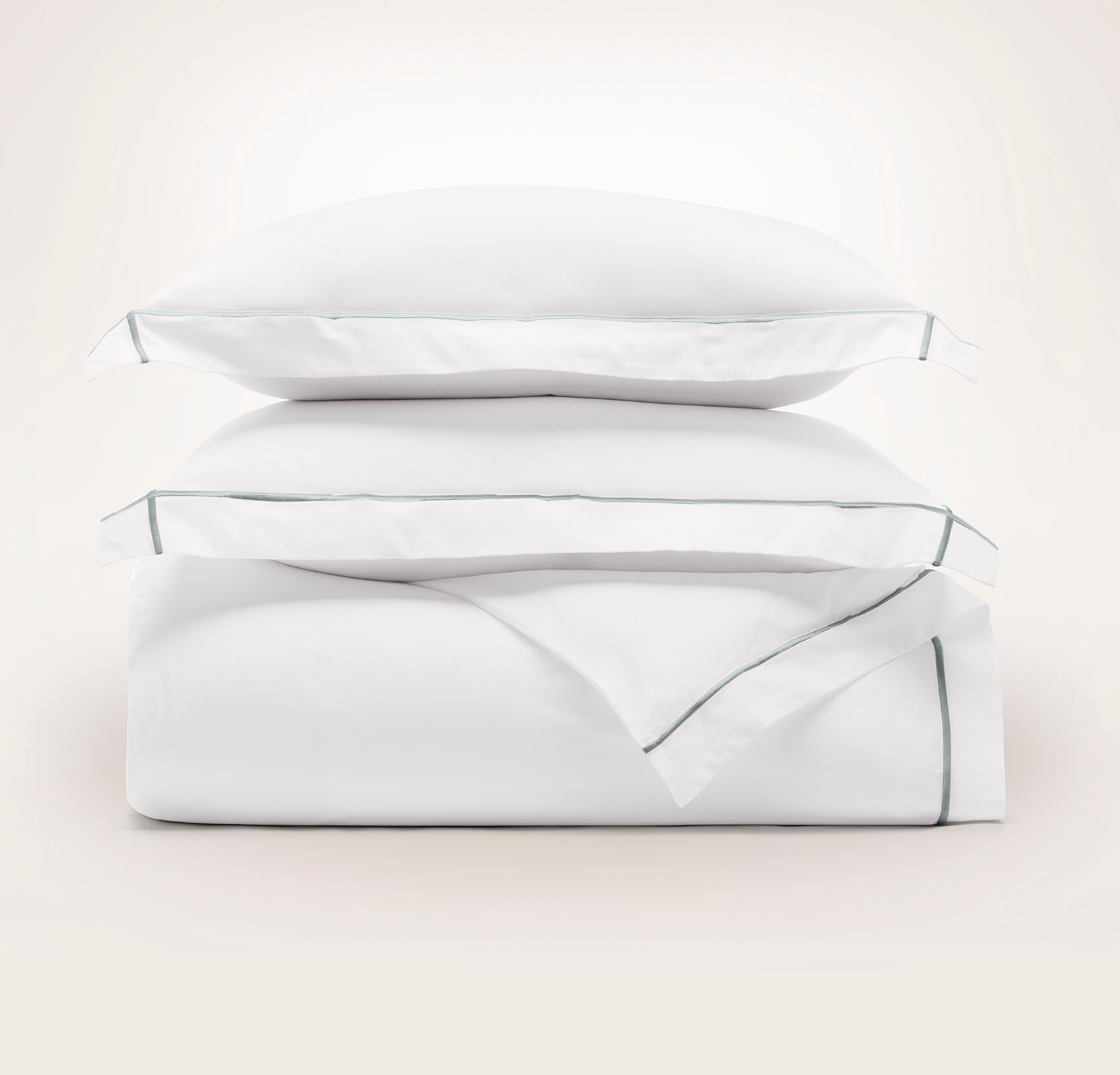 Bollandbranch Percale Embellished Duvet Set - White/Shore Embroidered