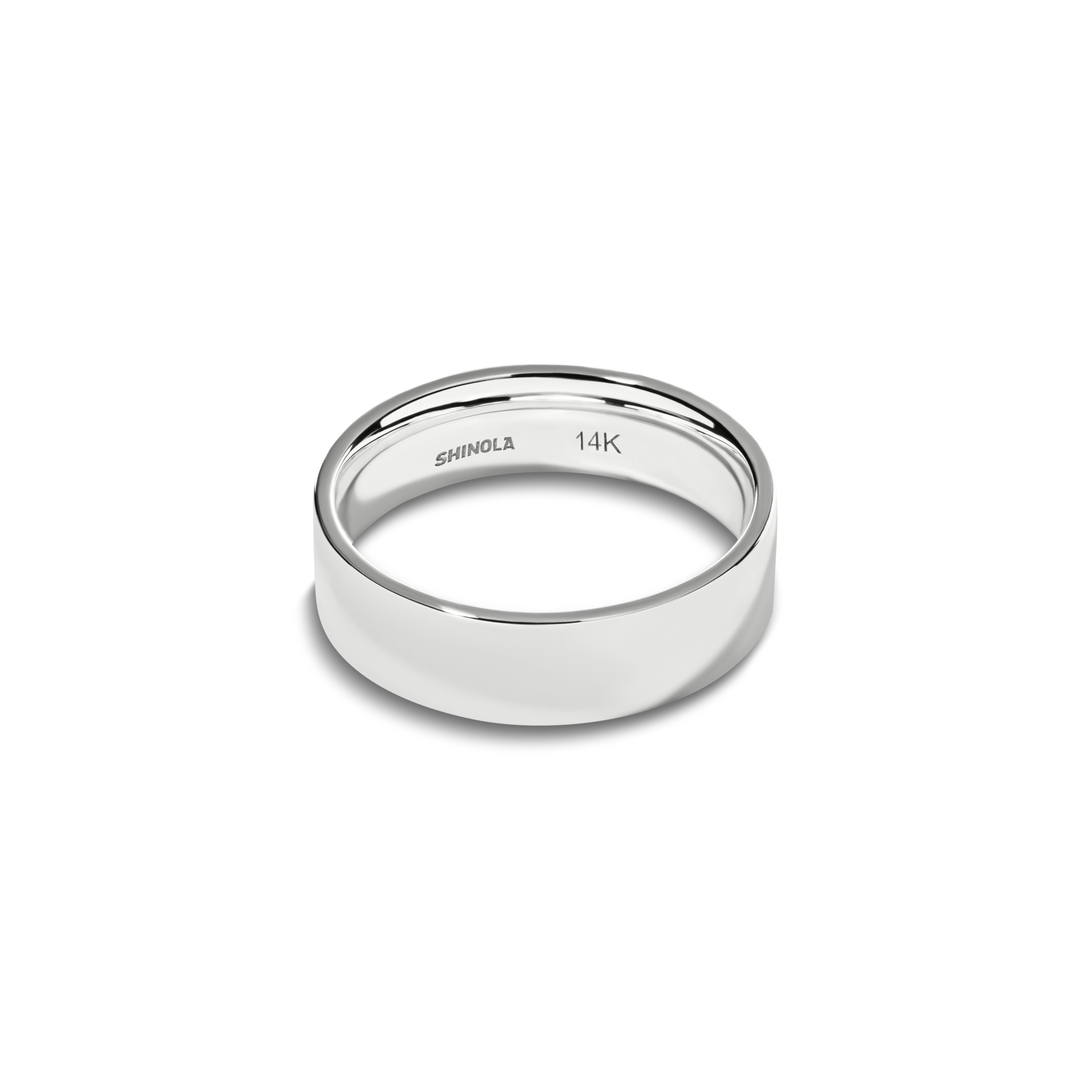 Shinola 6mm Flat White Gold Band