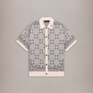 Amiri MA QUAD CHECK MESH KNIT SHIRT - Alabaster