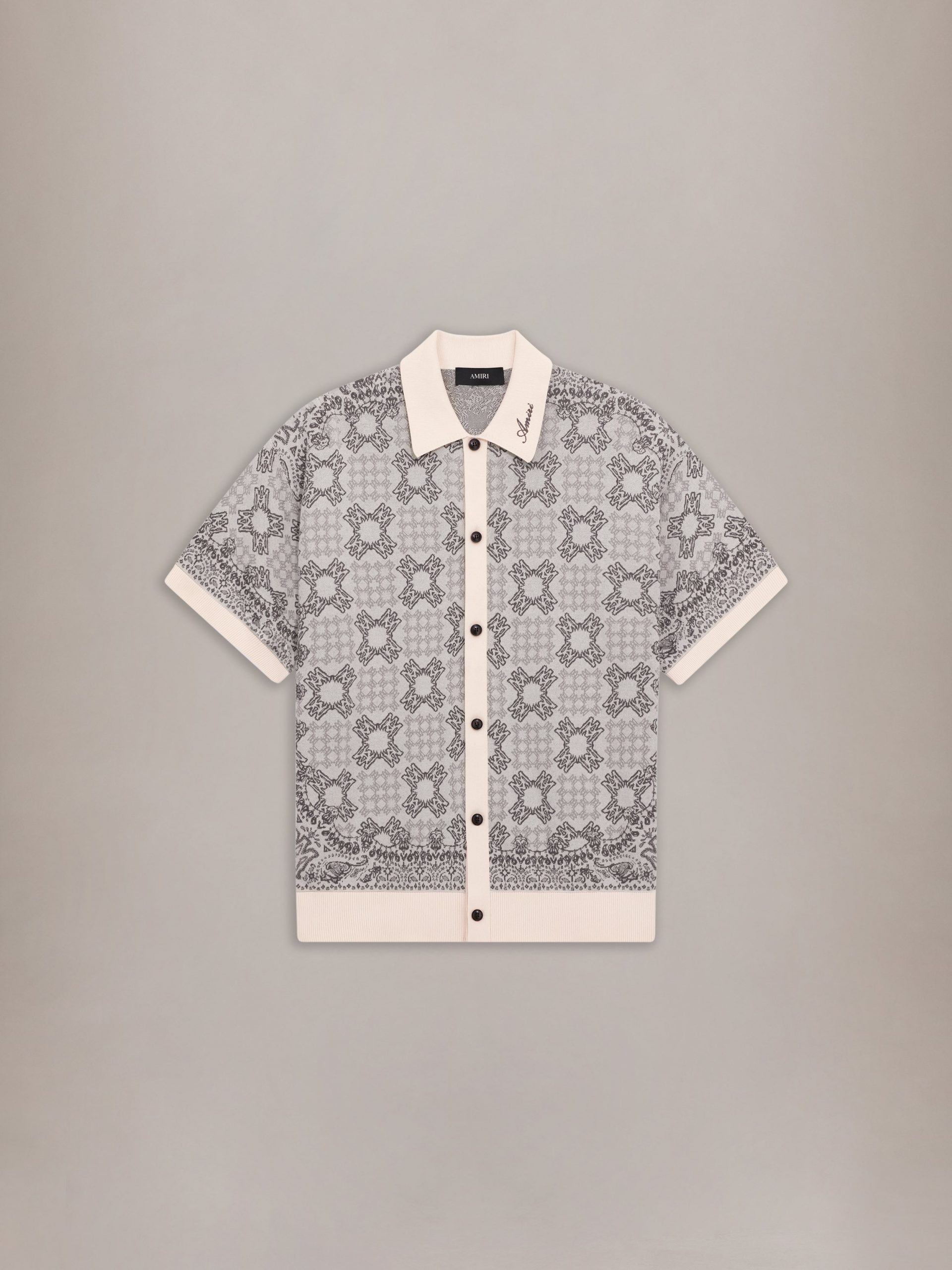 Amiri MA QUAD CHECK MESH KNIT SHIRT - Alabaster