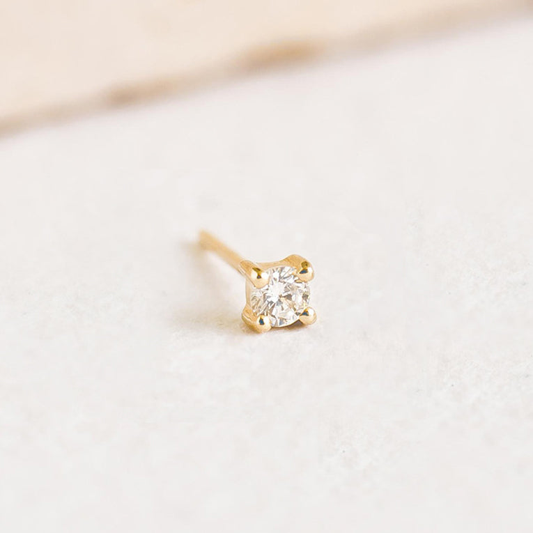 Linjer 14k Yellow Gold Lab Grown Diamond Stud Earring 2.5mm - Aria (Single)