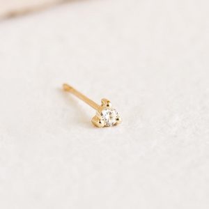 Linjer 14k Yellow Gold Lab Grown Diamond Stud Earring 2mm - Aria (Single)