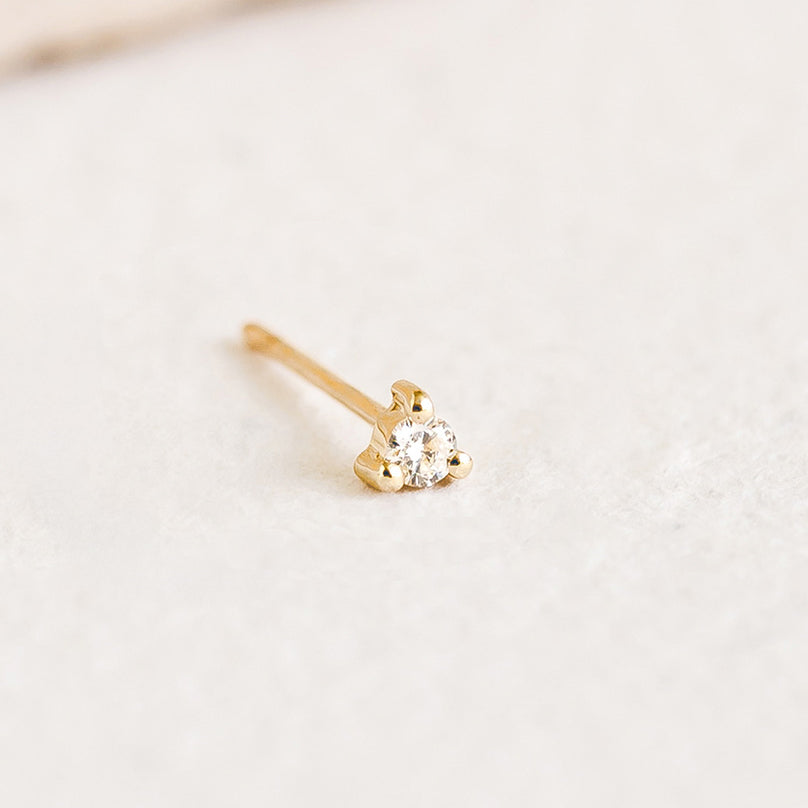 Linjer 14k Yellow Gold Lab Grown Diamond Stud Earring 2mm - Aria (Single)