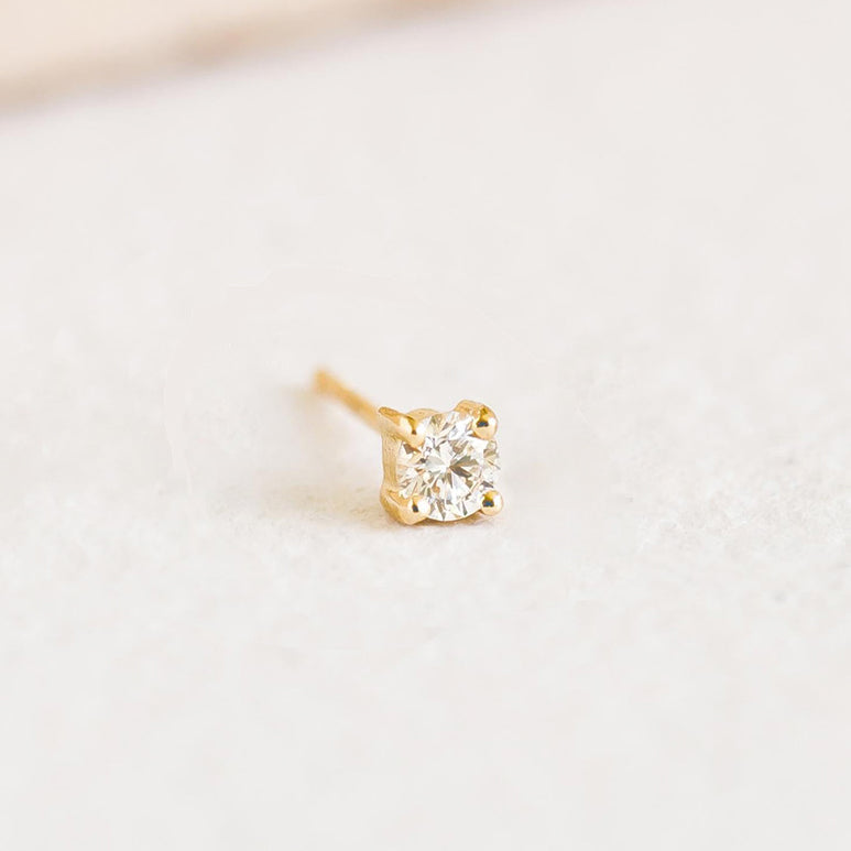 Linjer 14k Yellow Gold Lab Grown Diamond Stud Earring 3mm - Aria (Single)