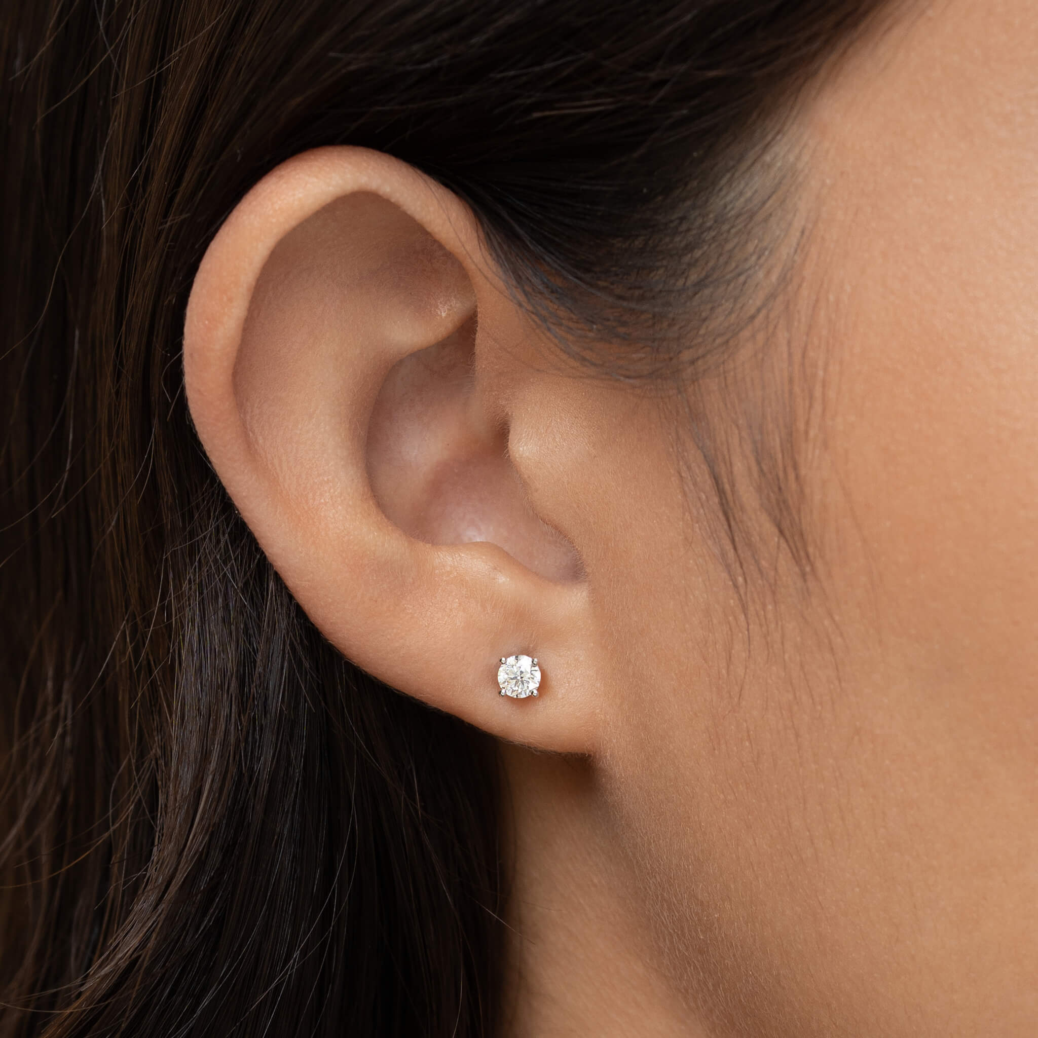 Linjer 14k White Gold Lab Grown Diamond Stud Earrings 4mm - Aria