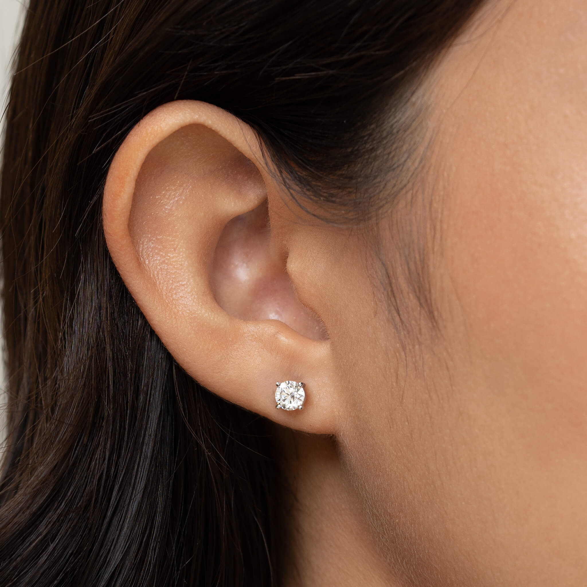 Linjer 14k White Gold Lab Grown Diamond Stud Earrings 5mm - Aria