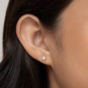 Linjer 14k Yellow Gold Lab Grown Diamond Stud Earrings 4mm - Aria
