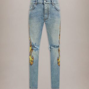 Amiri FLAMES EMB SKINNY JEAN - Ash Indigo