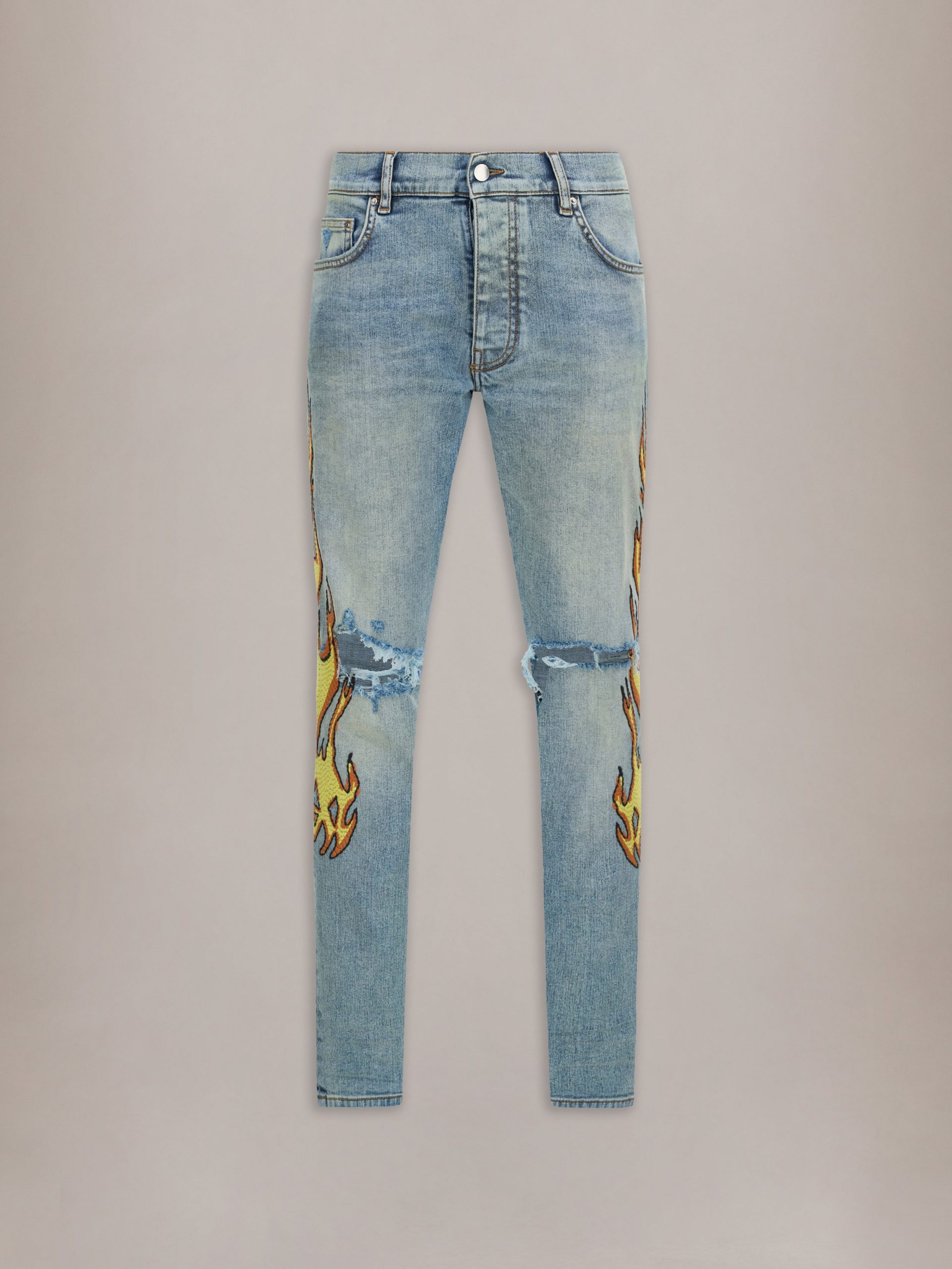 Amiri FLAMES EMB SKINNY JEAN - Ash Indigo