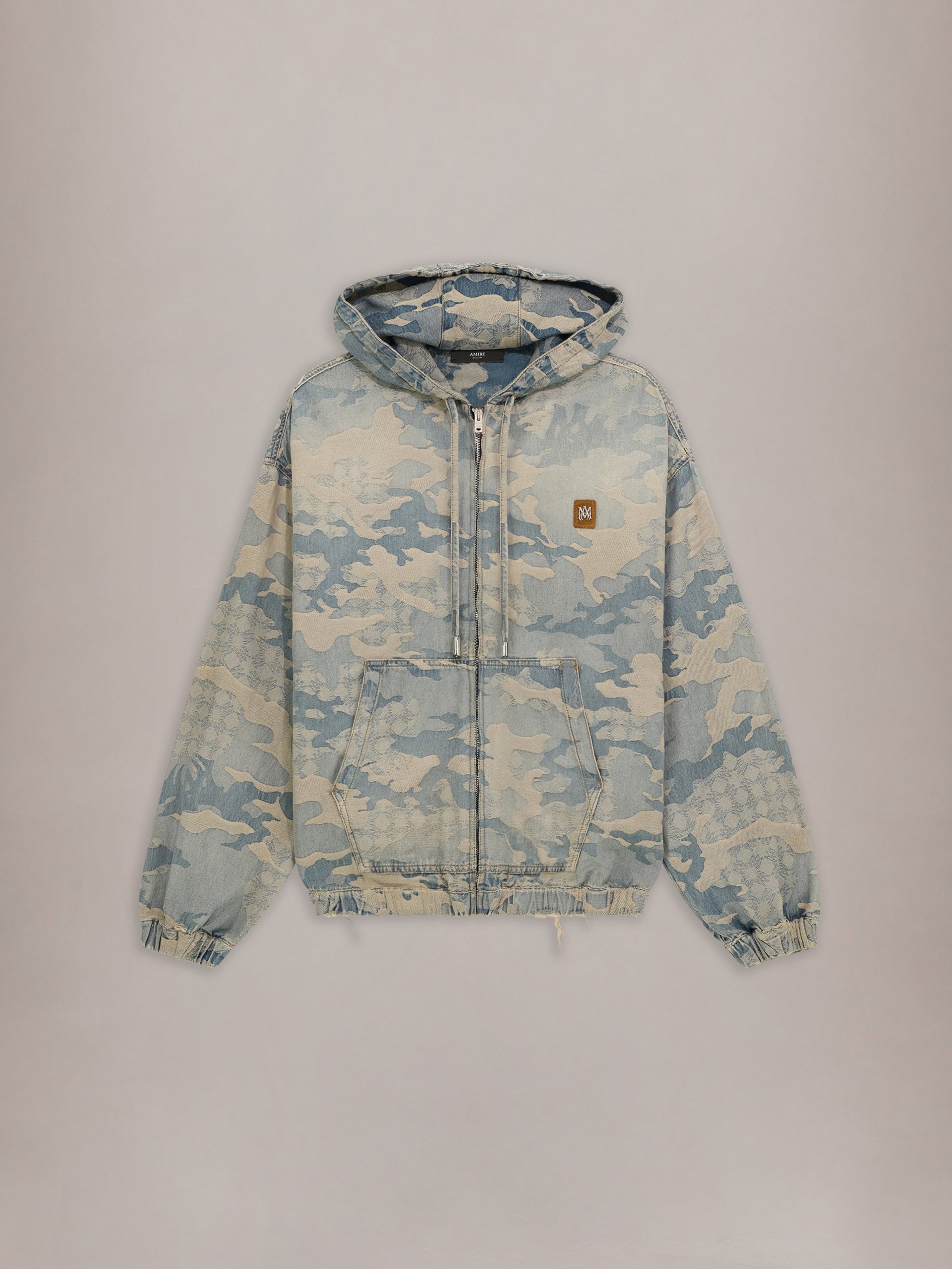 Amiri CAMO JACQUARD DENIM ZIP HOODIE - Camo Indigo