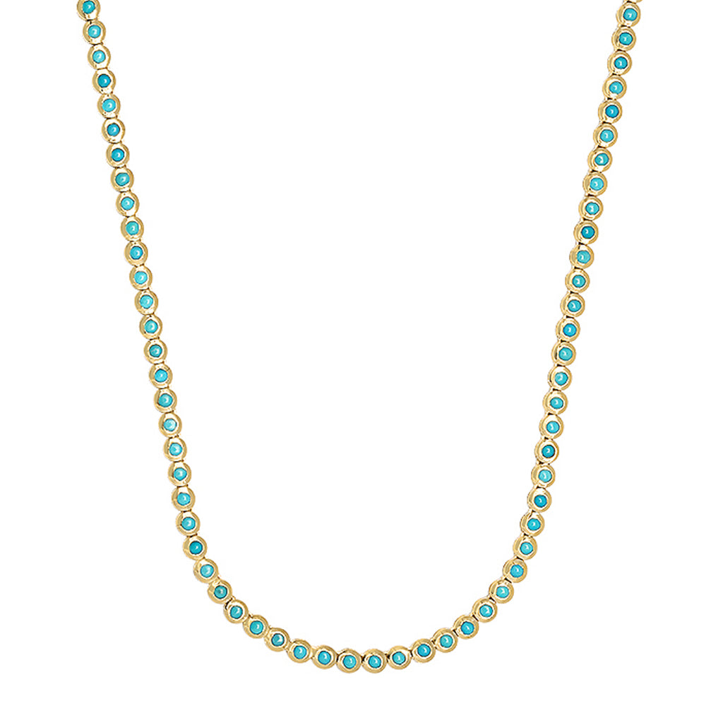 Jennifer Meyer Turquoise Mini Bezel Tennis Necklace