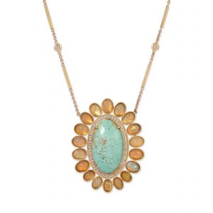 Jacquie Aiche Turquoise Oval Opal Blossom Necklace