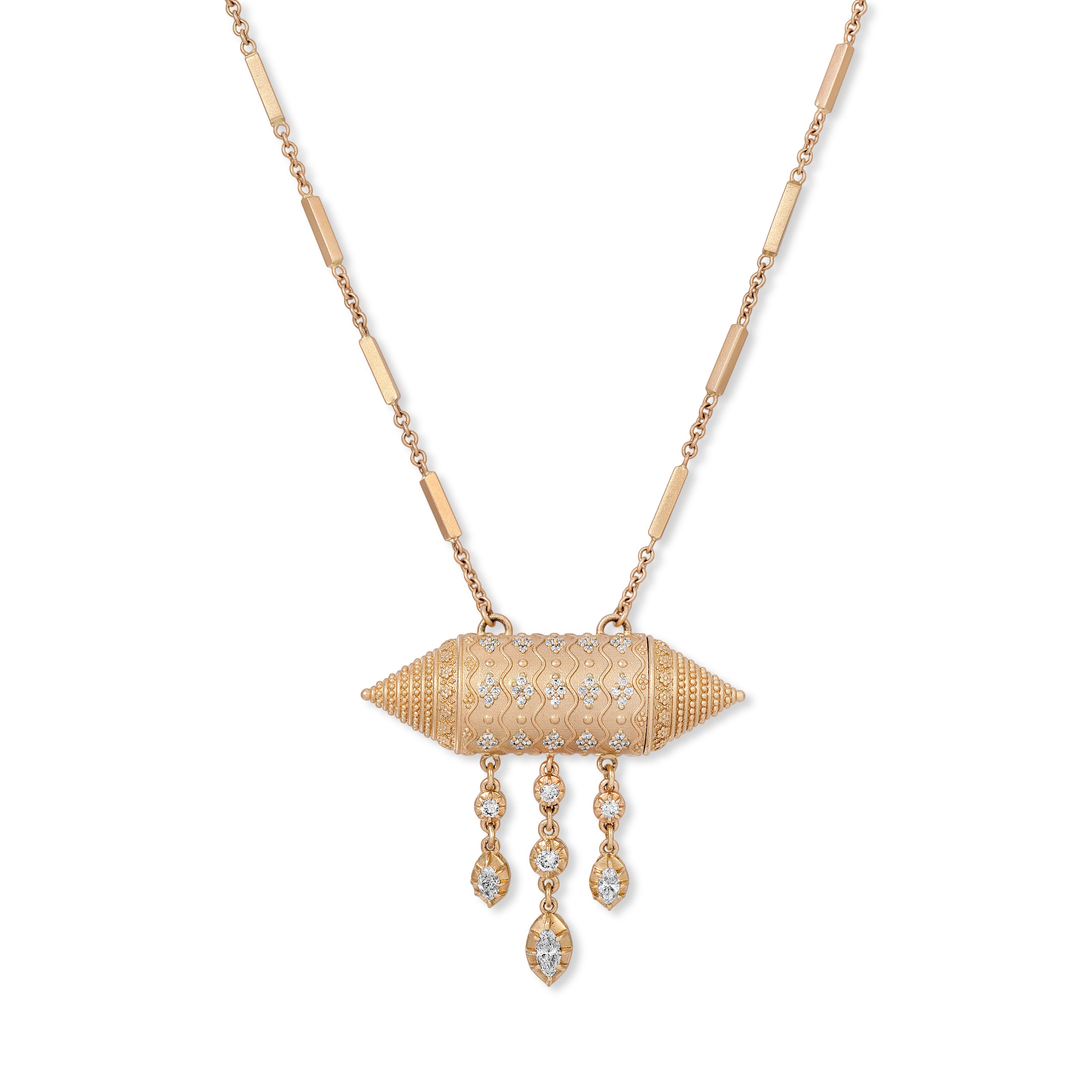 Jacquie Aiche Pave Diamond Prayer Vessel with Sophia Diamond Shaker Necklace
