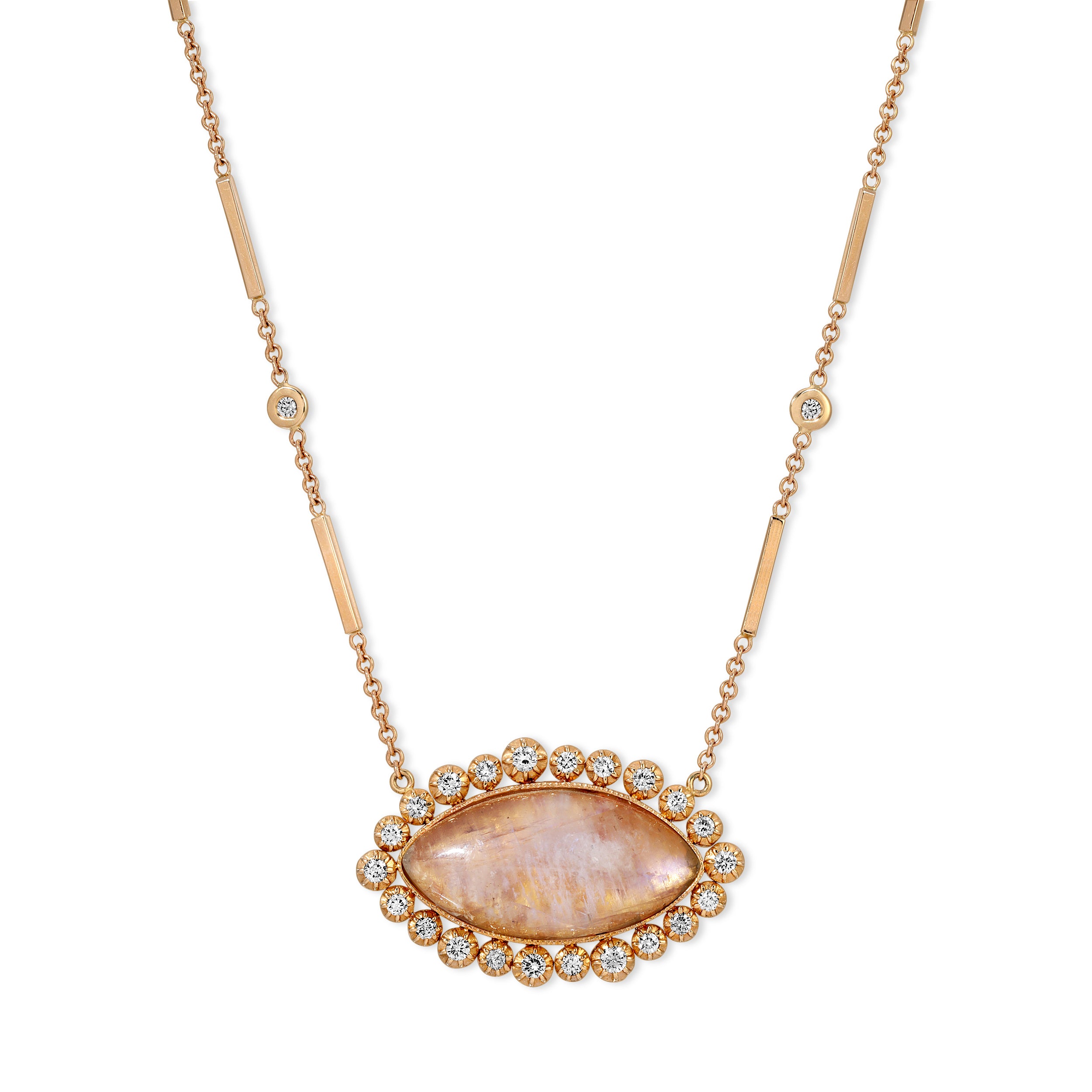 Jacquie Aiche Sophia Diamond Border Marquise Moonstone Necklace