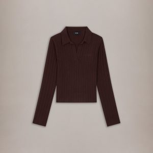 WOMEN - WOMEN'S AMIRI SOFT RIB KNIT POLO - Husk