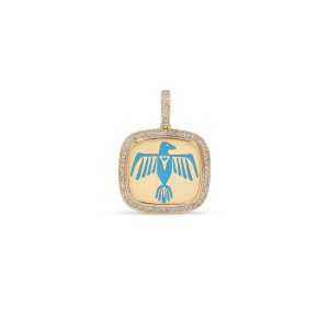 Jacquie Aiche Pave Turquoise Enamel Thunderbird Crest Charm