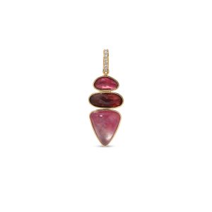 Jacquie Aiche Pave Diamond Pink Tourmaline Triple Step Charm