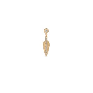 Jacquie Aiche Pave Diamond Baby Feather Drop Stud