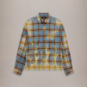 Amiri MA QUAD BLEACHED FLANNEL - Blue
