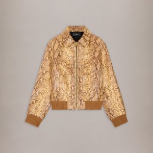 Amiri PYTHON EMBOSSED DOUBLE POCKET BLOUSON - Coffee