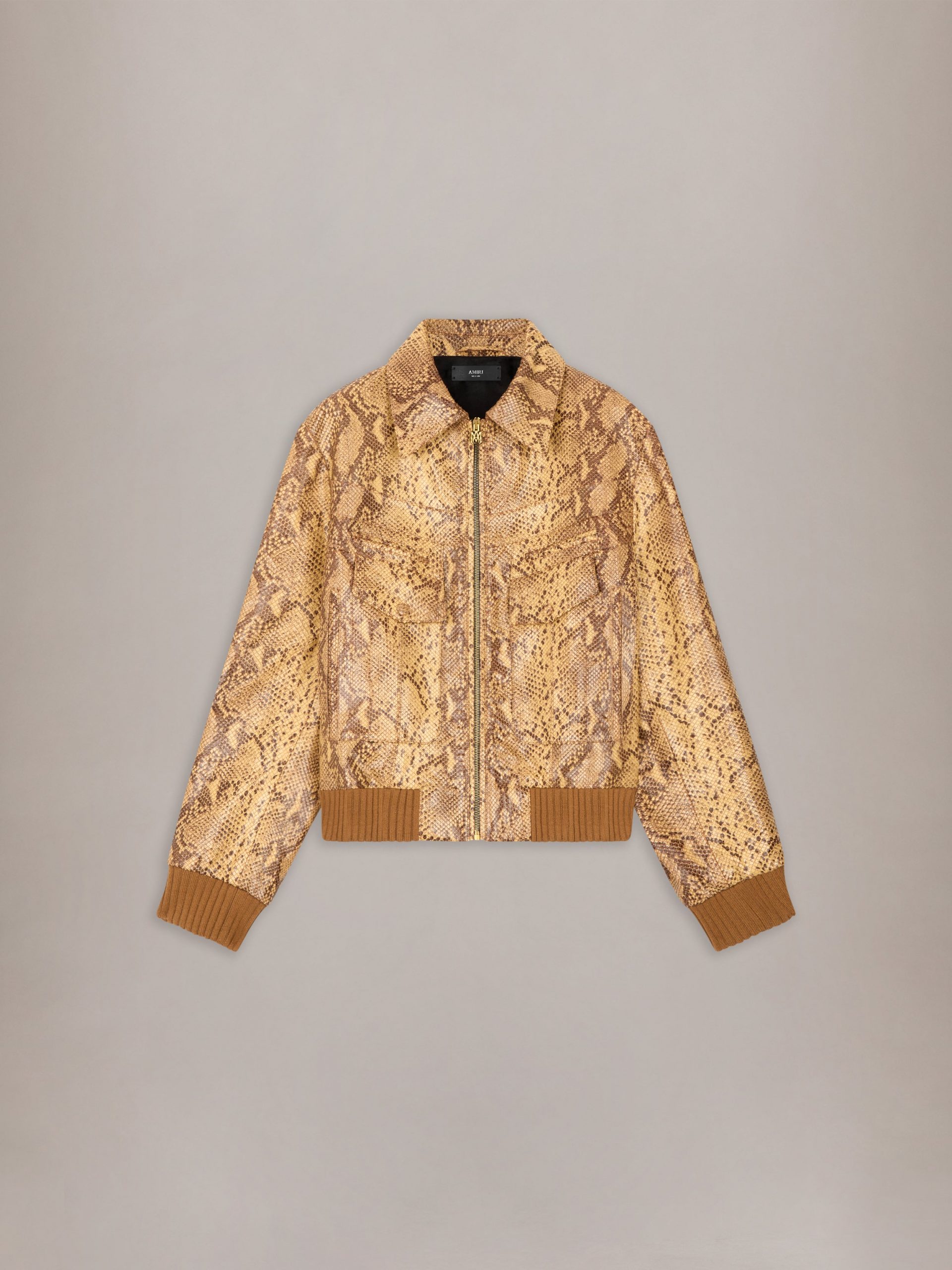 Amiri PYTHON EMBOSSED DOUBLE POCKET BLOUSON - Coffee