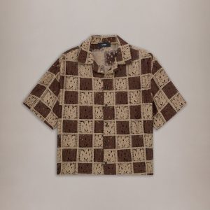 Amiri MA QUAD CHECKER OVERSIZED CAMP SHIRT - Earth