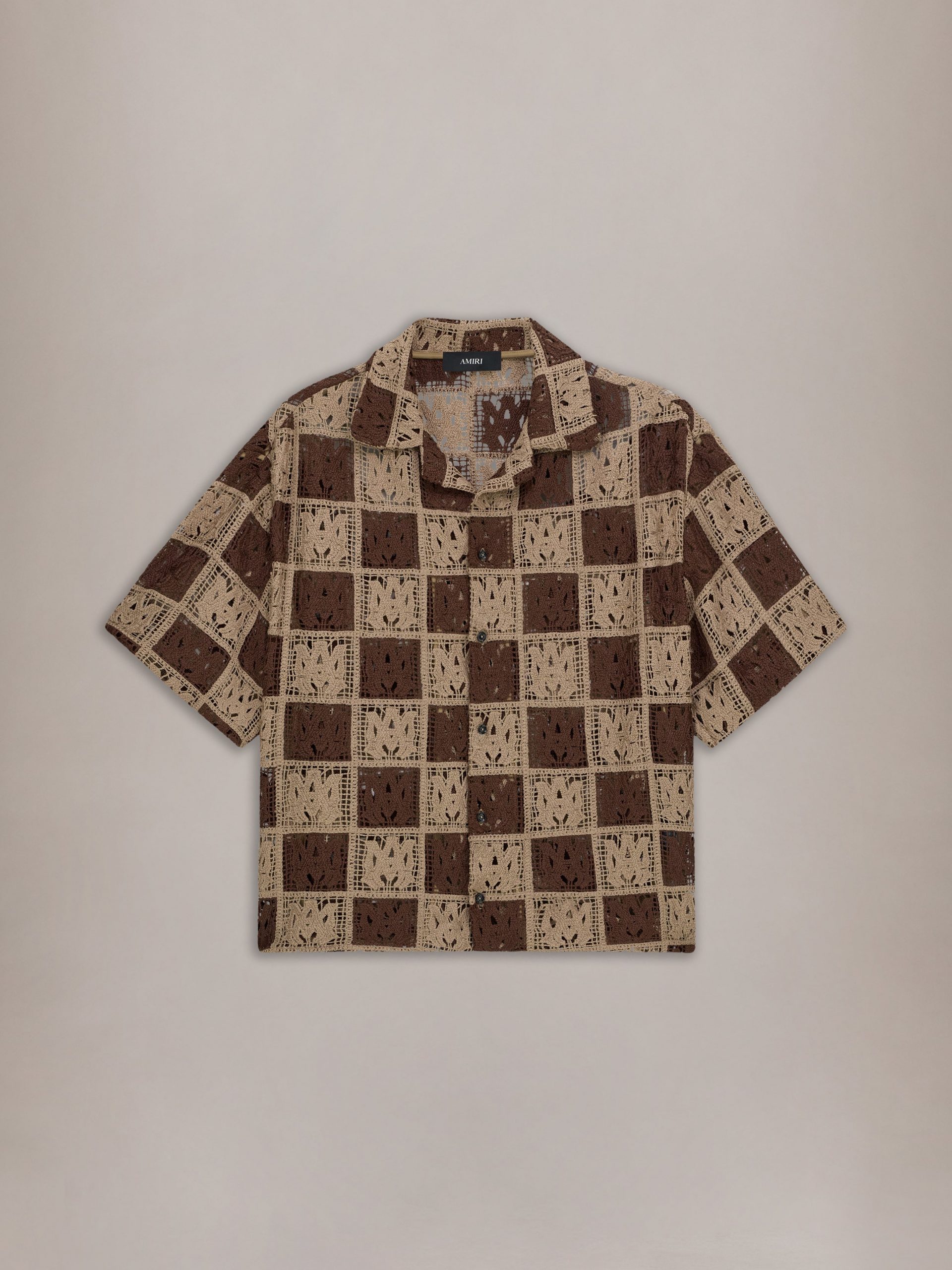 Amiri MA QUAD CHECKER OVERSIZED CAMP SHIRT - Earth