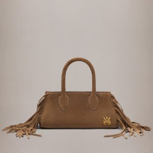 Amiri WOMEN - WOMEN'S SUEDE FRINGE MICRO HONEY BAG - Brown
