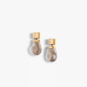 Khaite Keefe Resin Earrings in Antique Gold with Smoke