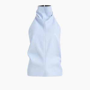 Khaite Rone Top in Sky Blue Leather