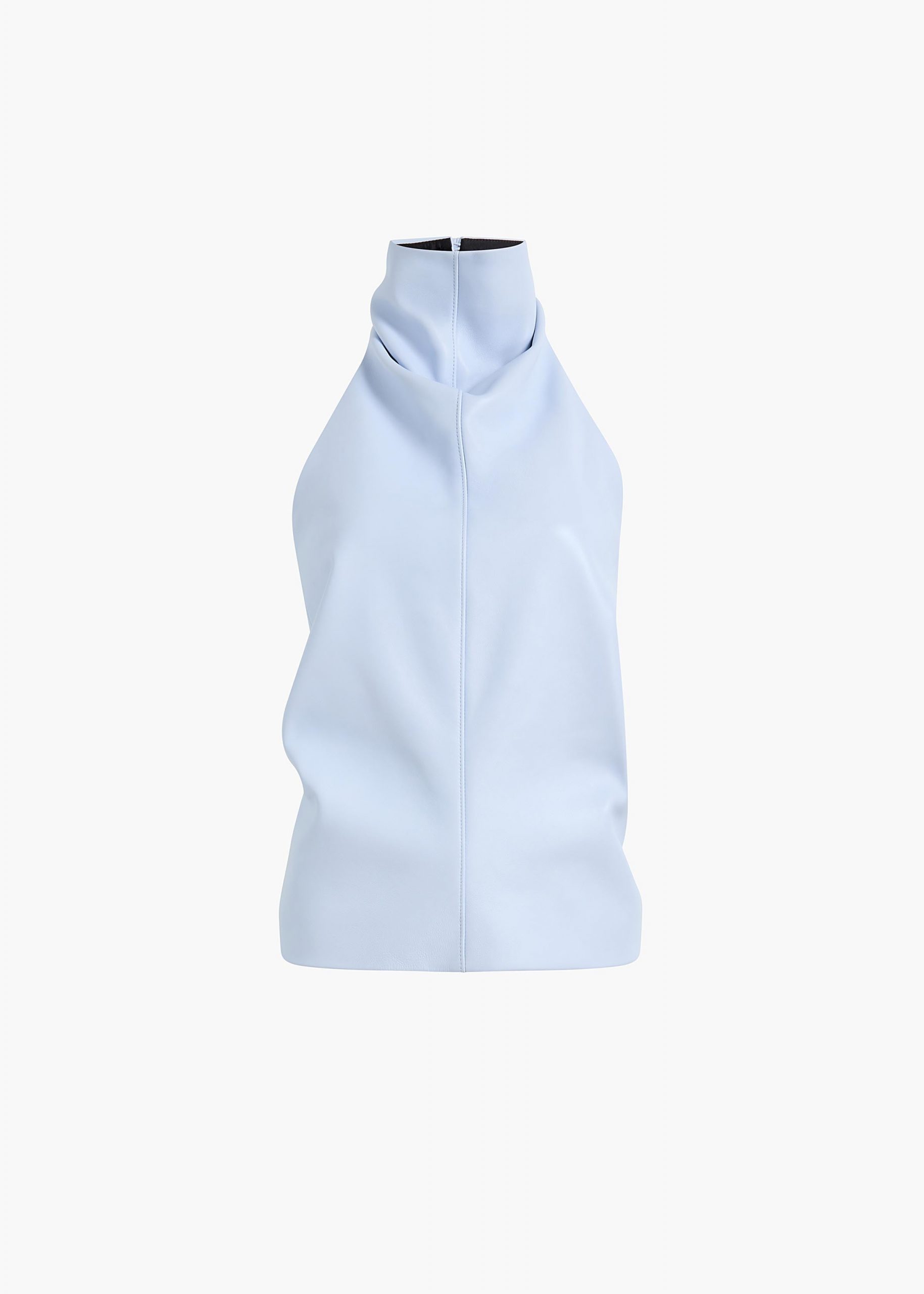 Khaite Rone Top in Sky Blue Leather