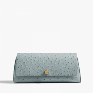 Khaite Audrey Clutch in Frost Ostrich