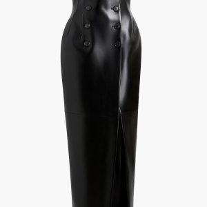 Khaite Luiza Skirt in Black Leather