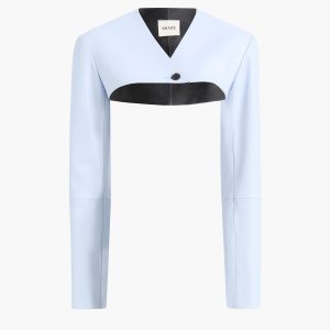 Khaite Onno Jacket in Sky Blue Leather