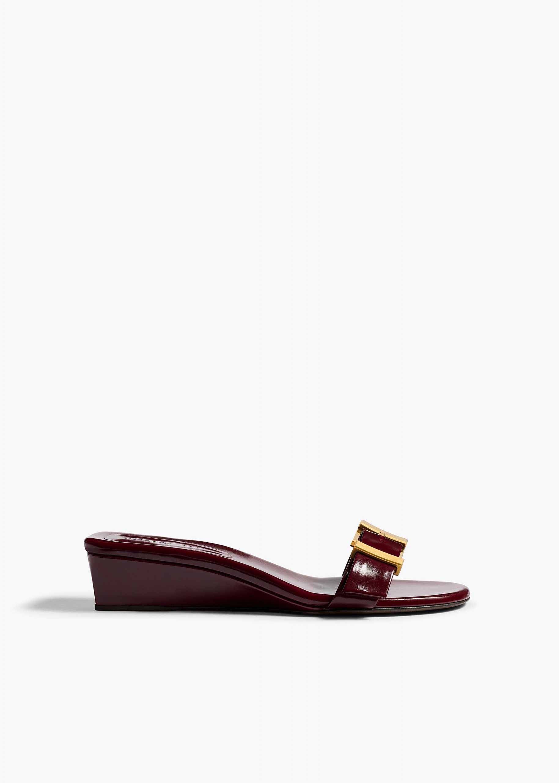 Khaite Manhattan Sandal in Bordeaux Glazed Leather