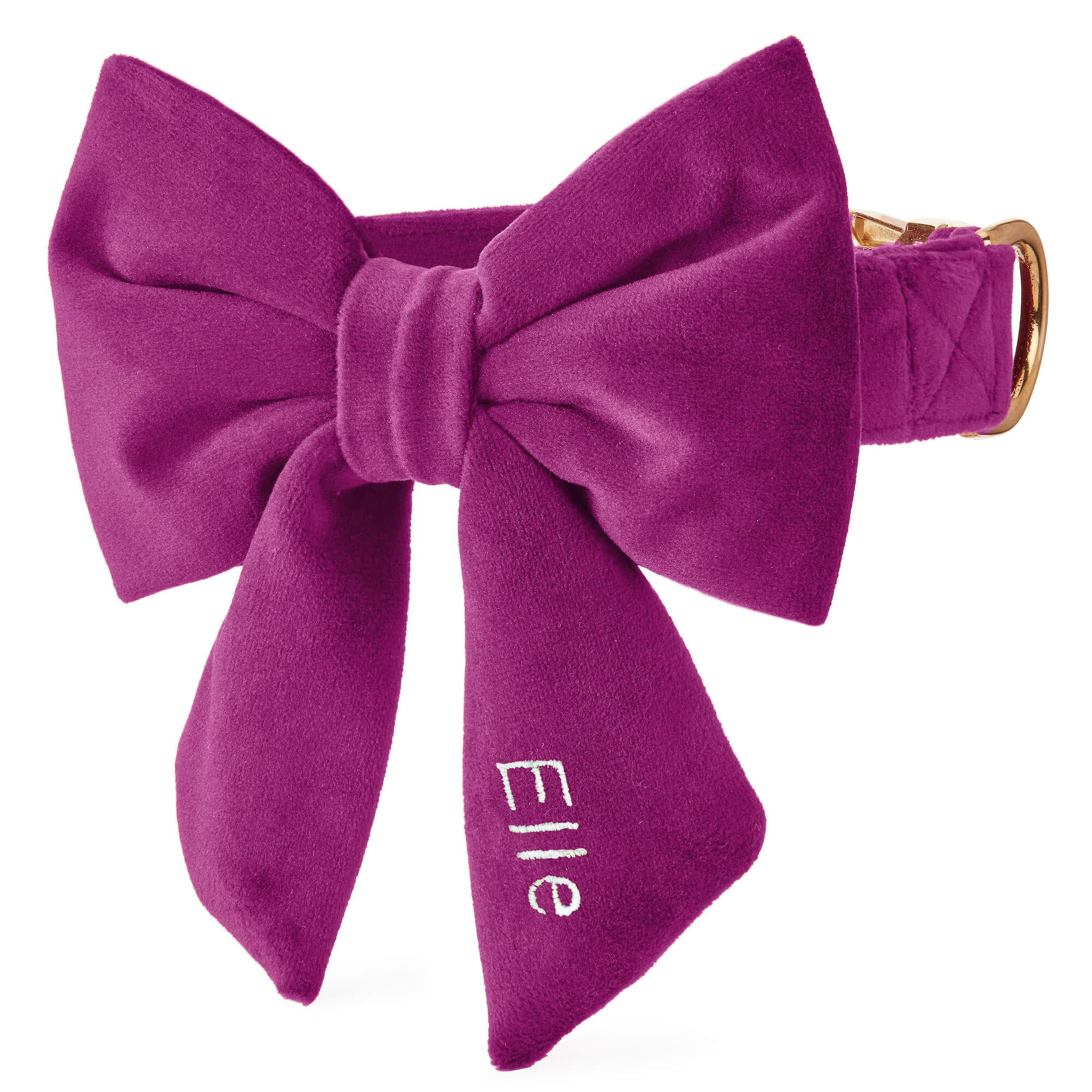 The Foggy Dog Plum Velvet Lady Bow Collar