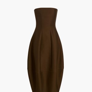 Khaite Stela Dress in Dark Olive