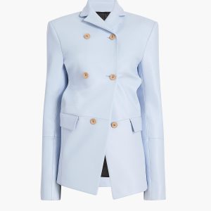 Khaite Rolo Jacket in Sky Blue Leather