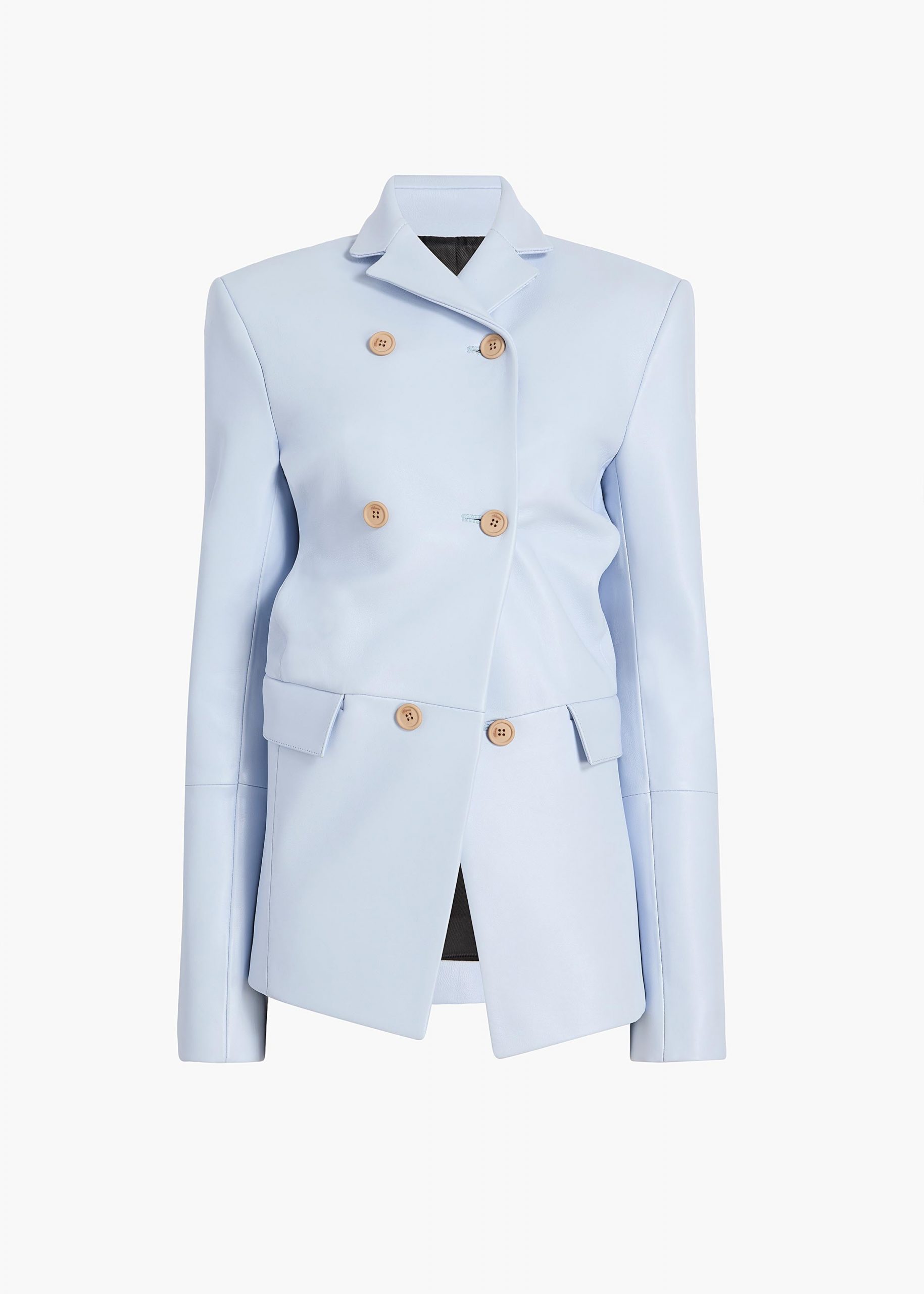 Khaite Rolo Jacket in Sky Blue Leather