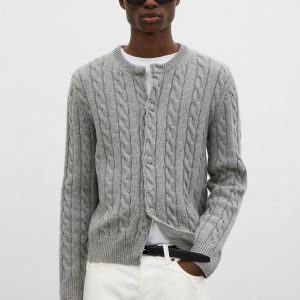 Toteme Studio Cable cardigan grey melange