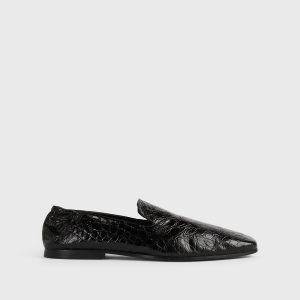 Toteme Studio Soft croco-embossed loafers black