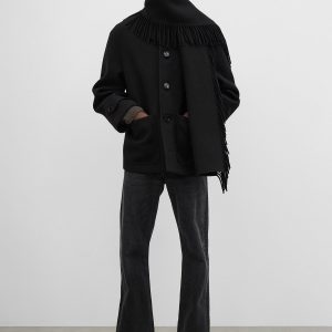 Toteme Studio Fringed scarf jacket black