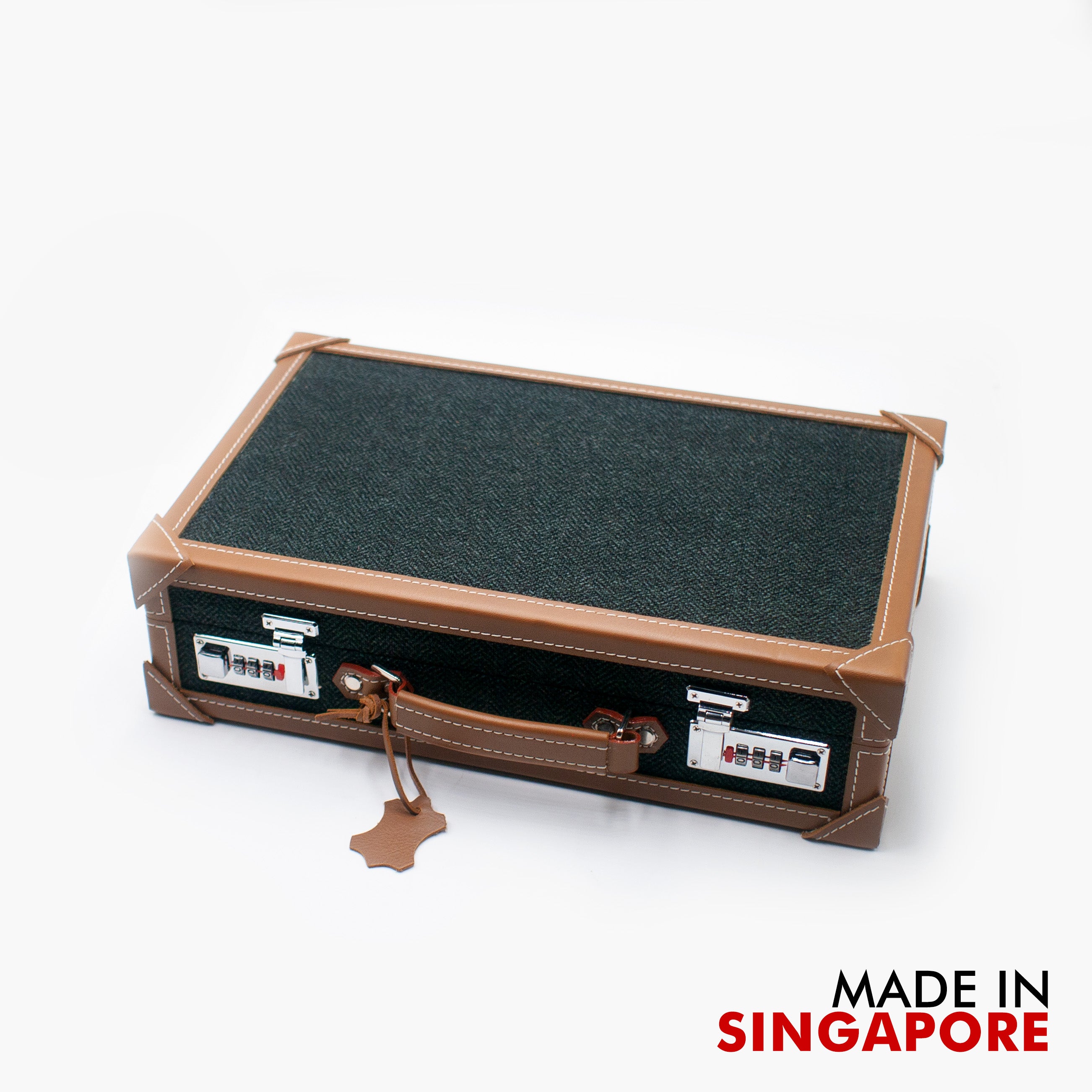 Vario Herringbone Coal Black 10 Slot Watch Carrying Case