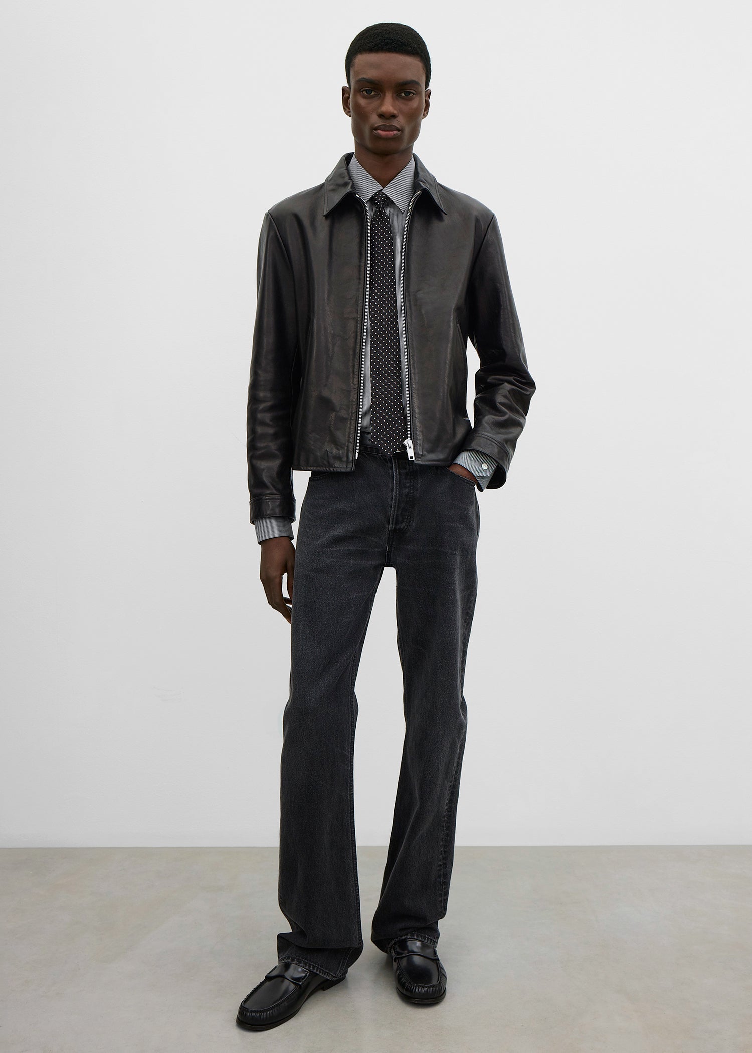 Toteme Studio Zip leather jacket black