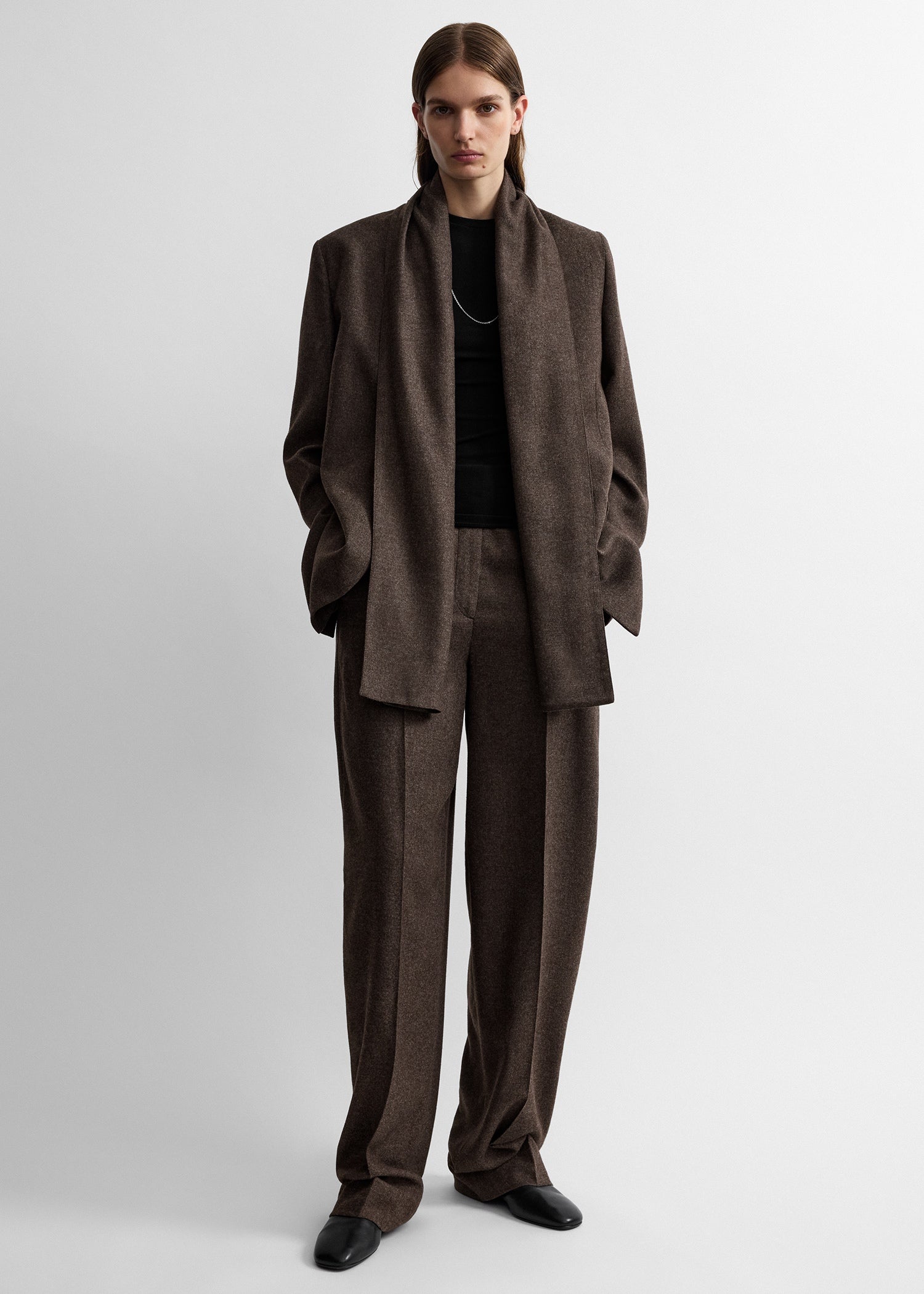 Toteme Studio Scarf lapel blazer taupe melange