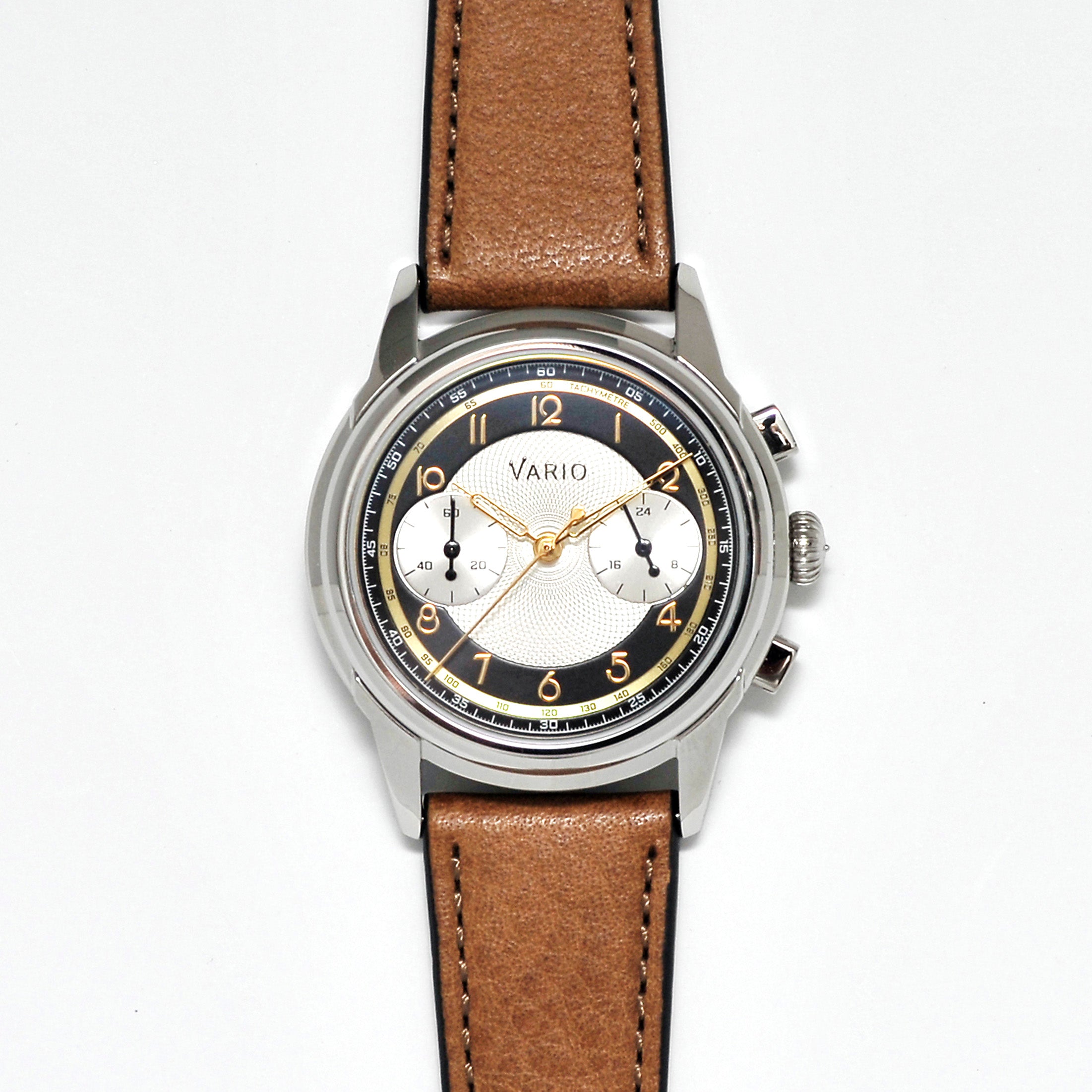 Vario Empire White Tuxedo Gold Tachymètre MecaQuartz Chronograph Watch
