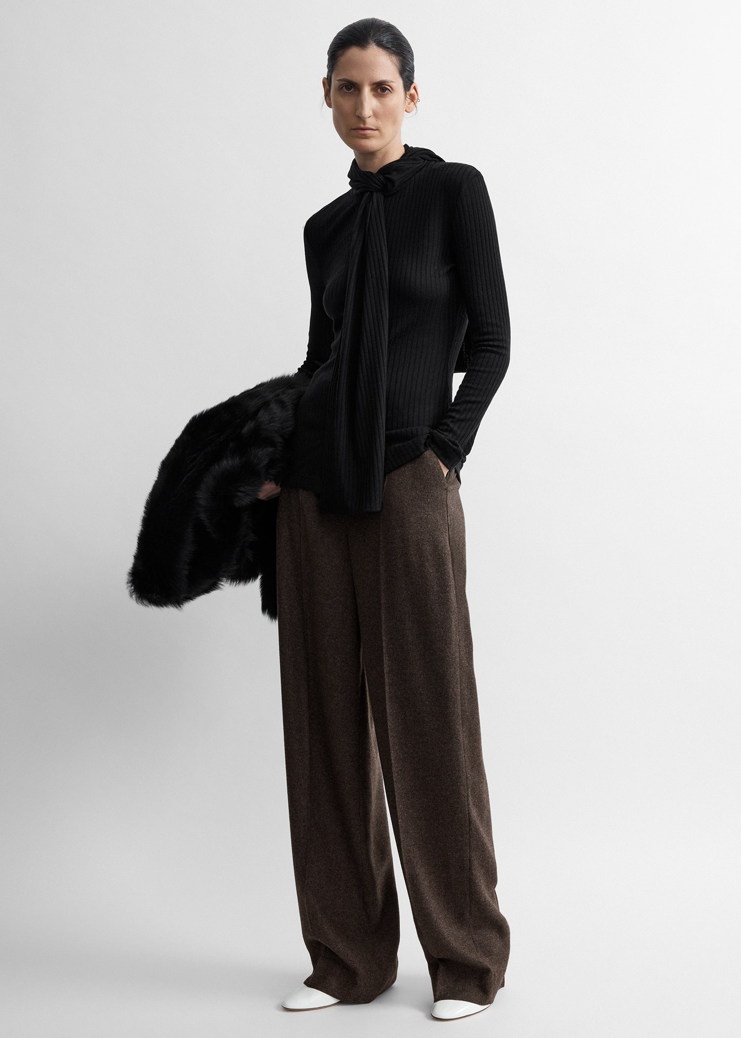 Toteme Studio High-waist trousers taupe melange