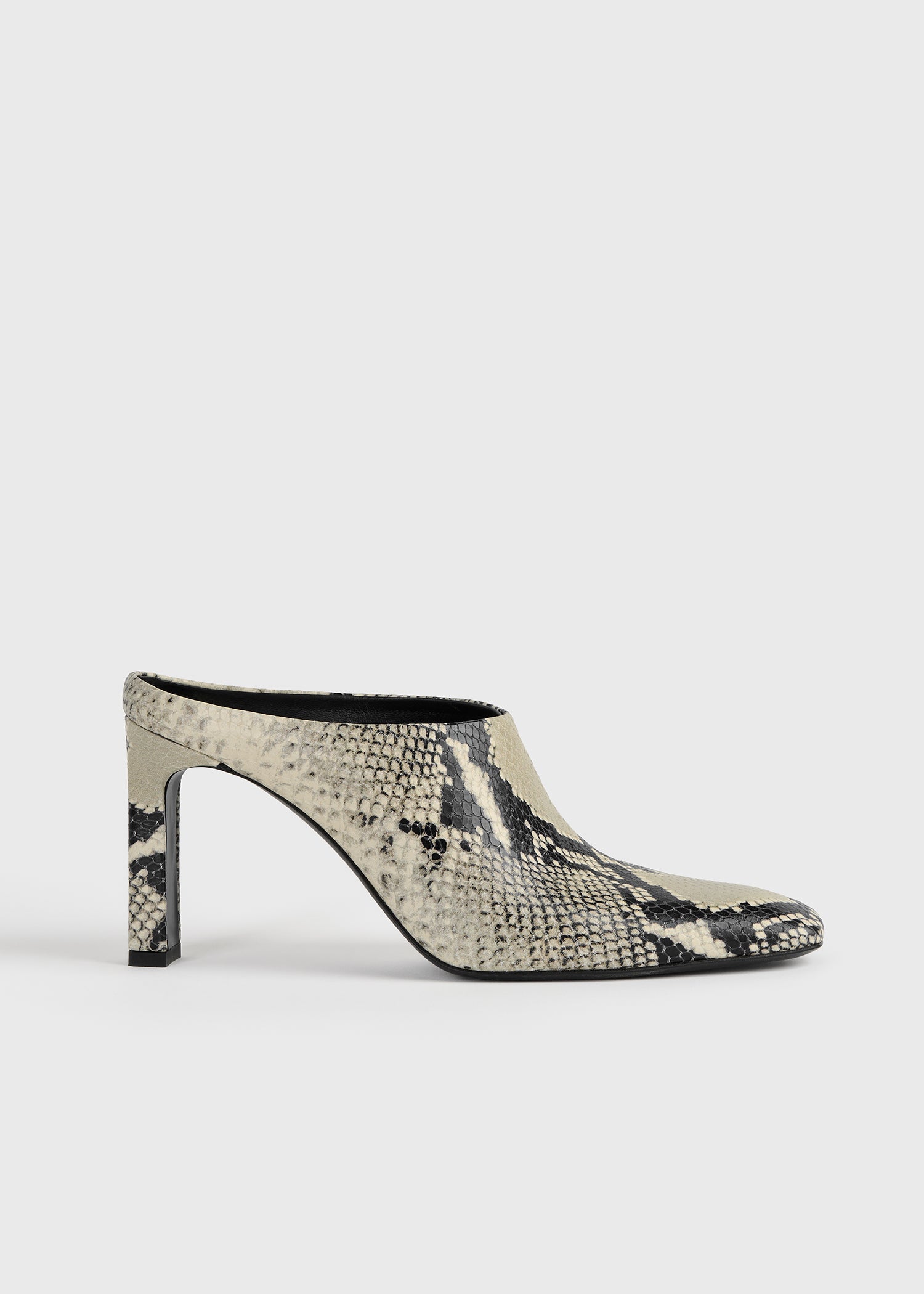 Toteme Studio Bar python-embossed mules black/ecru