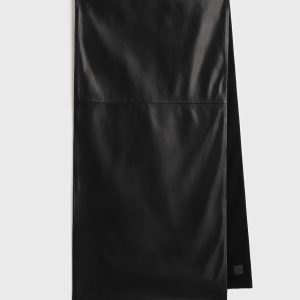 Toteme Studio Leather cashmere scarf black